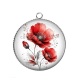 Pendentif Cabochon Argent - coquelicot