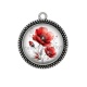 Pendentif Cabochon Argent - coquelicot
