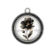 Pendentif Cabochon Argent - coquelicot