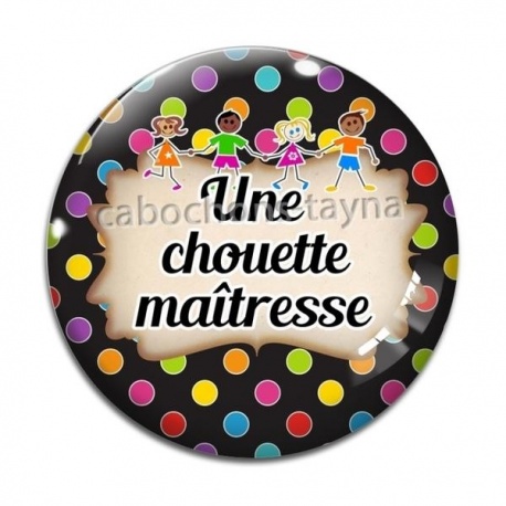 Cabochon Verre - chouette maîtresse