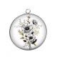 Pendentif Cabochon Argent - fleur
