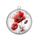 Pendentif Cabochon Argent - coquelicot