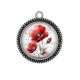 Pendentif Cabochon Argent - coquelicot
