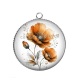Pendentif Cabochon Argent - coquelicot