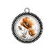 Pendentif Cabochon Argent - coquelicot
