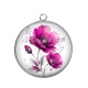 Pendentif Cabochon Argent - coquelicot