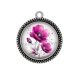 Pendentif Cabochon Argent - coquelicot