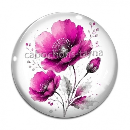 Cabochon Verre - coquelicot