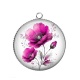 Pendentif Cabochon Argent - coquelicot