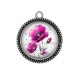 Pendentif Cabochon Argent - coquelicot
