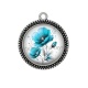Pendentif Cabochon Argent - coquelicot