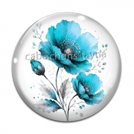 Cabochon Verre - coquelicot