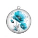 Pendentif Cabochon Argent - coquelicot