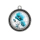 Pendentif Cabochon Argent - coquelicot