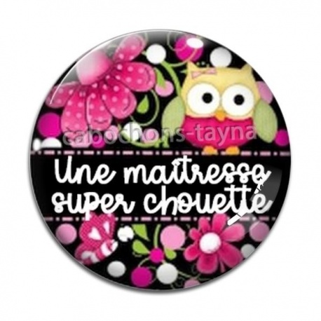 Cabochon Verre - une maîtresse super chouette