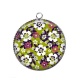 Pendentif Cabochon Argent - fond fleur