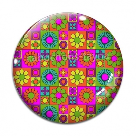 Cabochon Verre - fond fleur