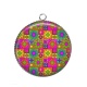 Pendentif Cabochon Argent - fond fleur