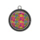 Pendentif Cabochon Argent - fond fleur