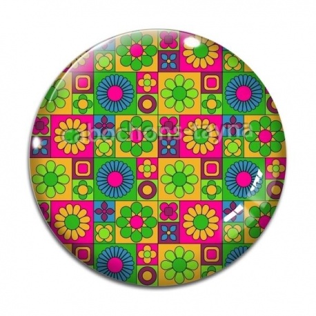 Cabochon Verre - fond fleur