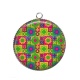Pendentif Cabochon Argent - fond fleur