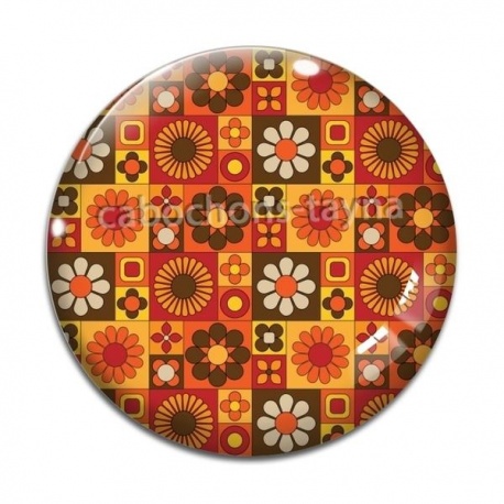 Cabochon Verre - fond fleur
