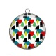 Pendentif Cabochon Argent - fond abstrait 