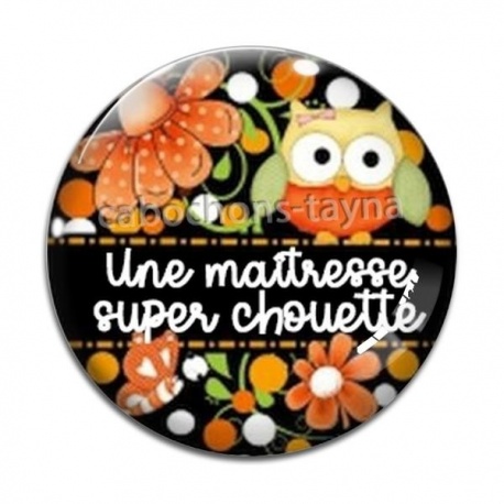 Cabochon Verre - une maîtresse super chouette