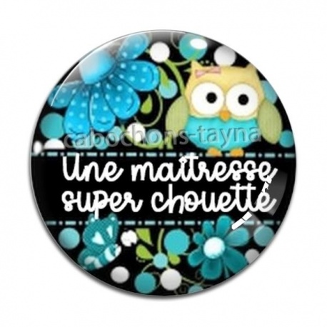Cabochon Verre - une maîtresse super chouette