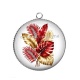 Pendentif Cabochon Argent - feuille exotique 