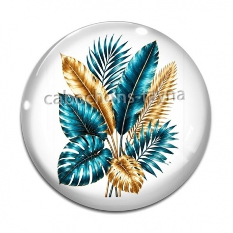 Cabochon Verre - feuille exotique 