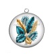 Pendentif Cabochon Argent - feuille exotique 