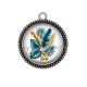Pendentif Cabochon Argent - feuille exotique 