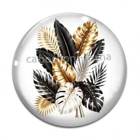 Cabochon Verre - feuille exotique 