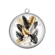Pendentif Cabochon Argent - feuille exotique 