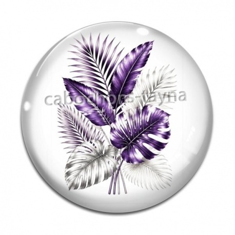 Cabochon Verre - feuille exotique 