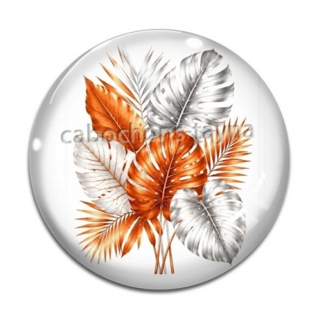 Cabochon Verre - feuille exotique 