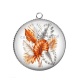 Pendentif Cabochon Argent - feuille exotique 