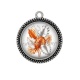 Pendentif Cabochon Argent - feuille exotique 