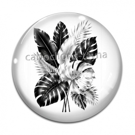 Cabochon Verre - feuille exotique 
