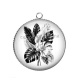 Pendentif Cabochon Argent - feuille exotique 