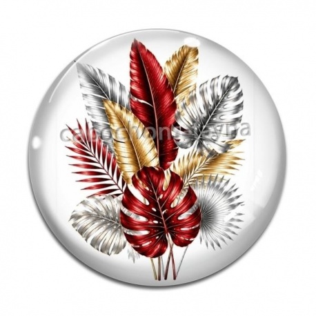 Cabochon Verre - feuille exotique 