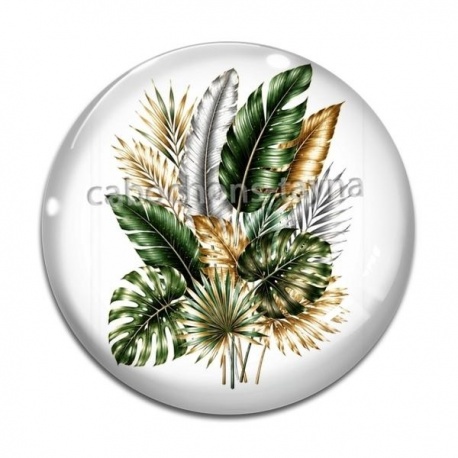 Cabochon Verre - feuille exotique 