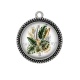 Pendentif Cabochon Argent - feuille exotique 