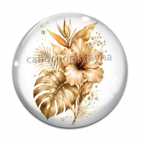 Cabochon Verre - fleur exotique