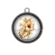 Pendentif Cabochon Argent - fleur exotique