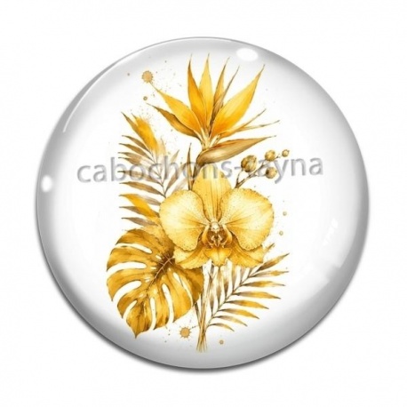 Cabochon Verre - fleur exotique