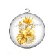 Pendentif Cabochon Argent - fleur exotique