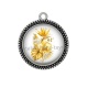 Pendentif Cabochon Argent - fleur exotique