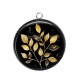 Pendentif Cabochon Argent - feuille 